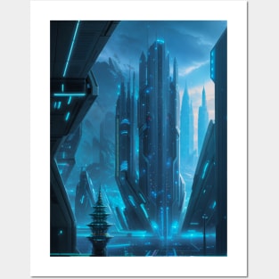 Cyber Space Port in A Futuristic City Posters and Art